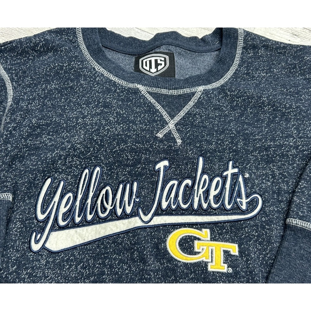 OTS Georgia Tech GT Yellow Jackets Sweater Crewneck Navy Blue Heathered LARGE